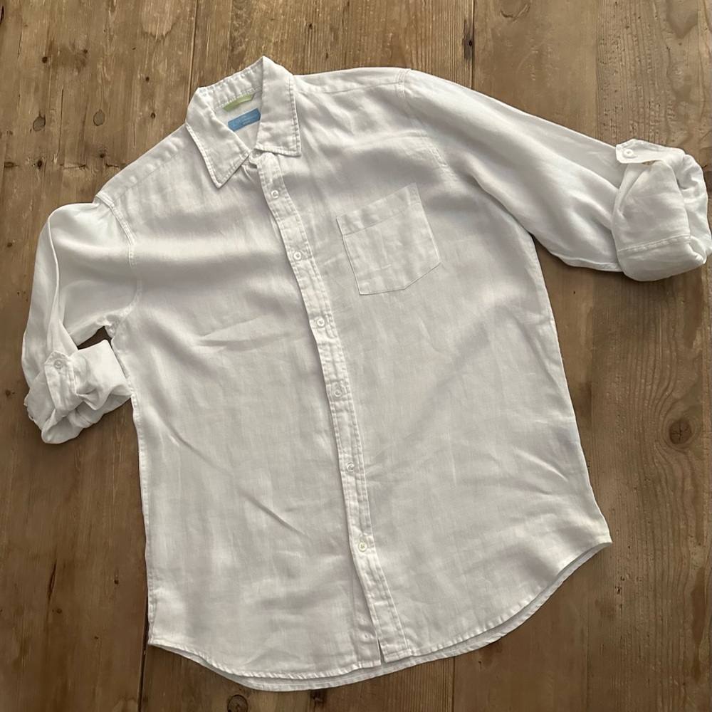 Cream Button-Up Shirt by Toscano Large